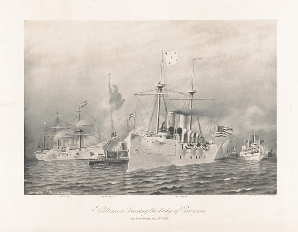 Baltimore bearing the body of Ericsson New York Harbor Aug 30th 1890 1891