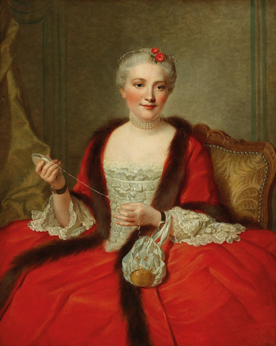 Portrait Of An Elegant Lady Holding A Fly Shuttle 1751