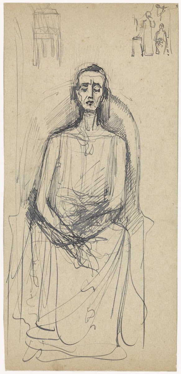 Zittende figuur met neergeslagen ogen 1869 1925