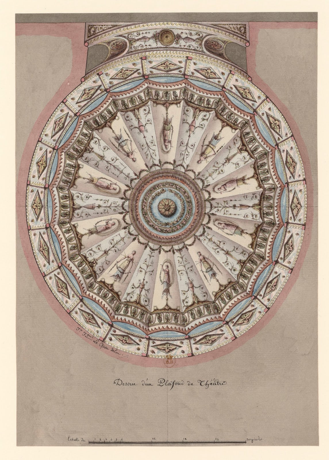 Dessin dun plafond de théâtre 1777 1825