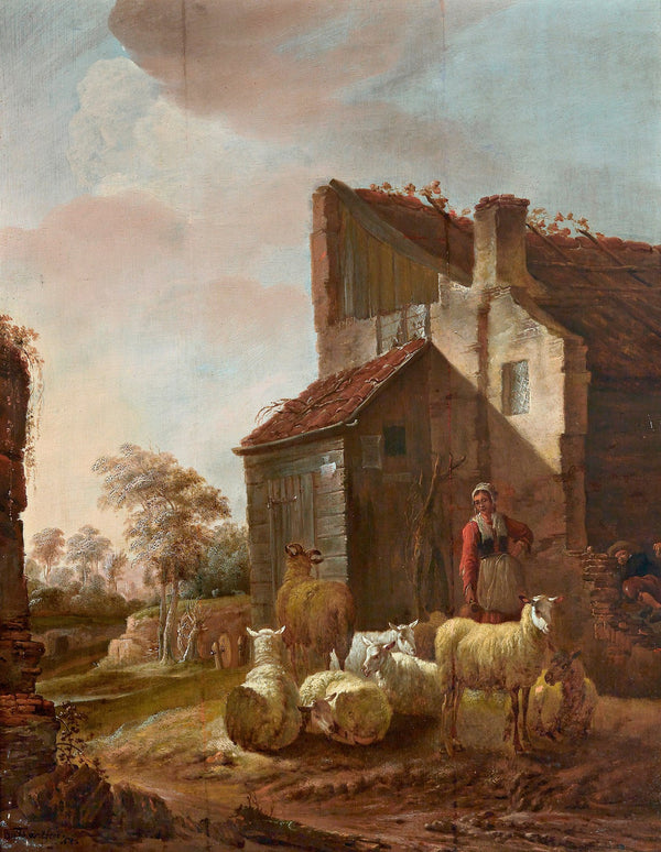 Woman with sheep at the ruins of the gatehouse of Brederode castle 1652