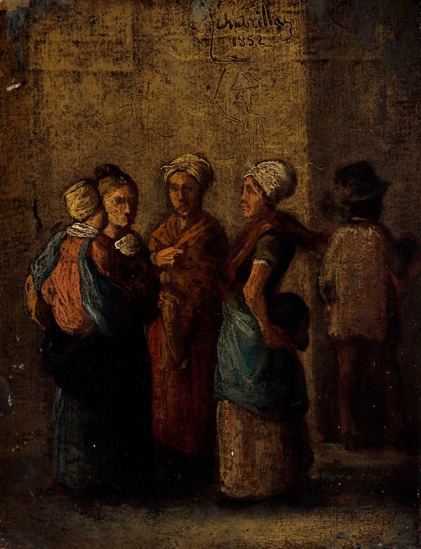 Groupe de femmes dans la rue 1852