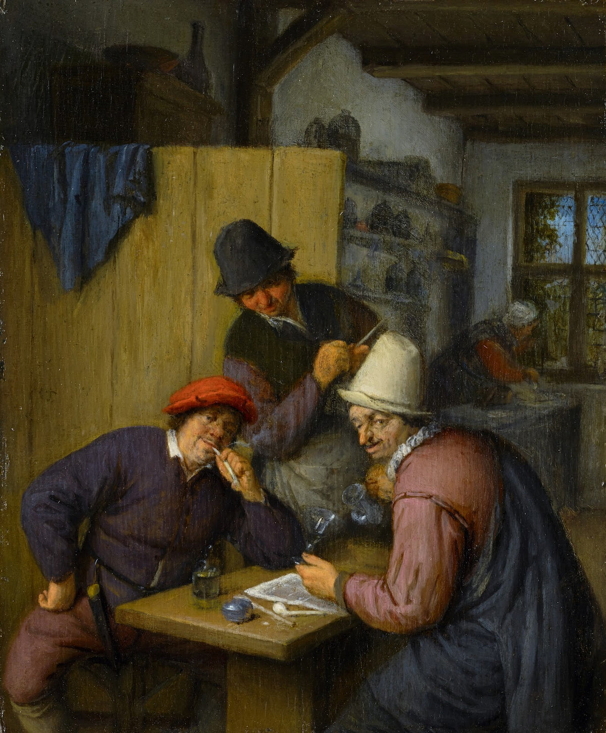 Three Drinking and Smoking Farmers in a Tavern 1666 67