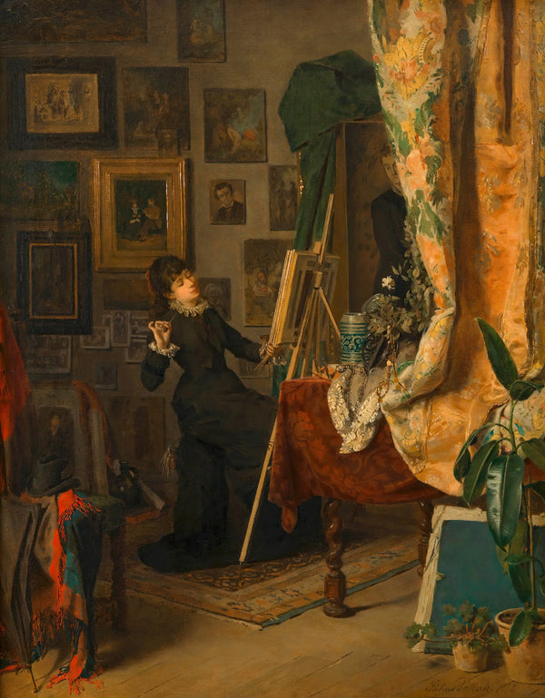 Die junge Malerin in ihrem Atelier 1878