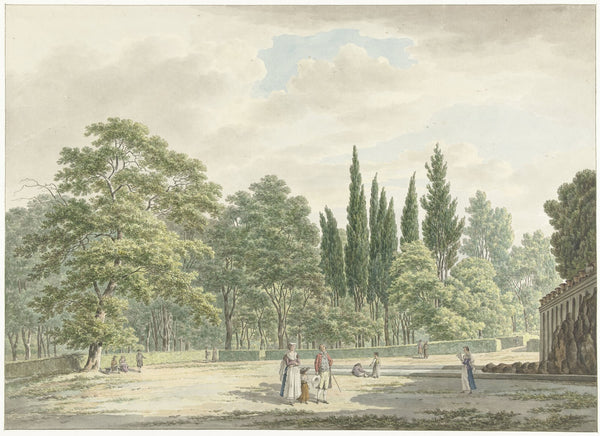 Wandelaars op een terras van de Villa Conti te Frascati 1791