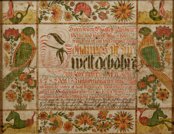 Birth and Baptismal Certificate 1782