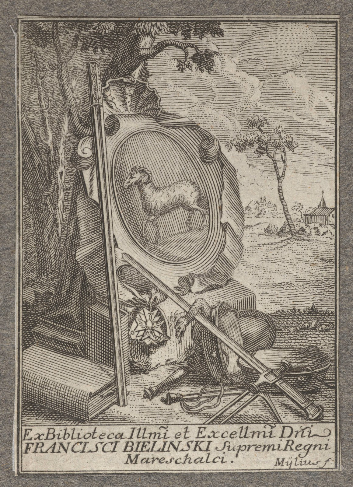 Bookplate of Franciszek Bieliński 1745