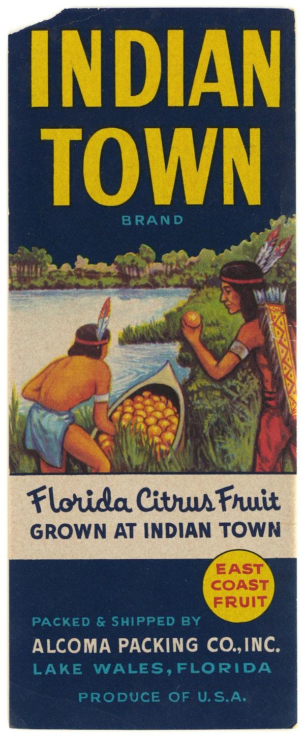 Indian Town Brand Fruit Label 1930 1950