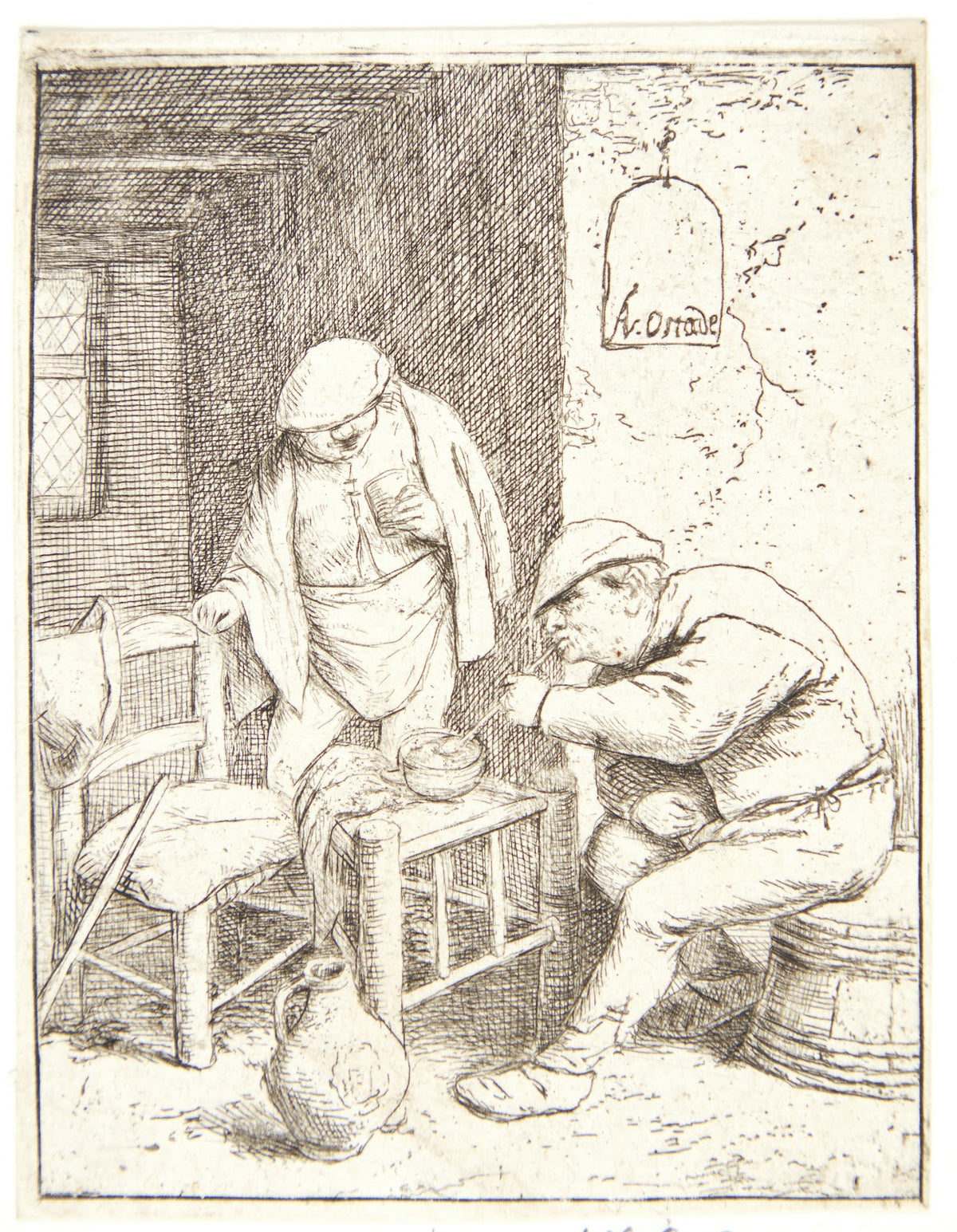 Three farmers smoking and drinking in a tavern 1682