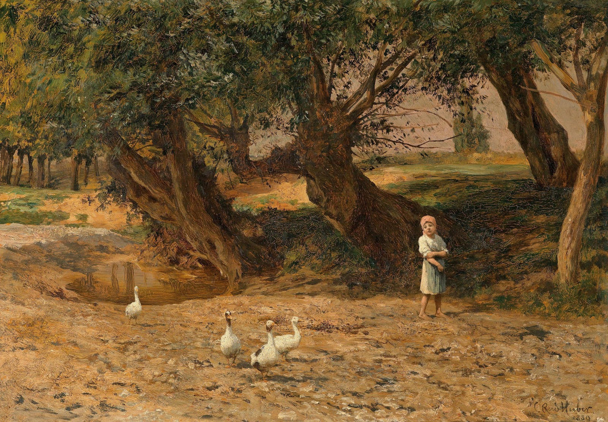Das kleine Gänseliesel unter Weiden 1889