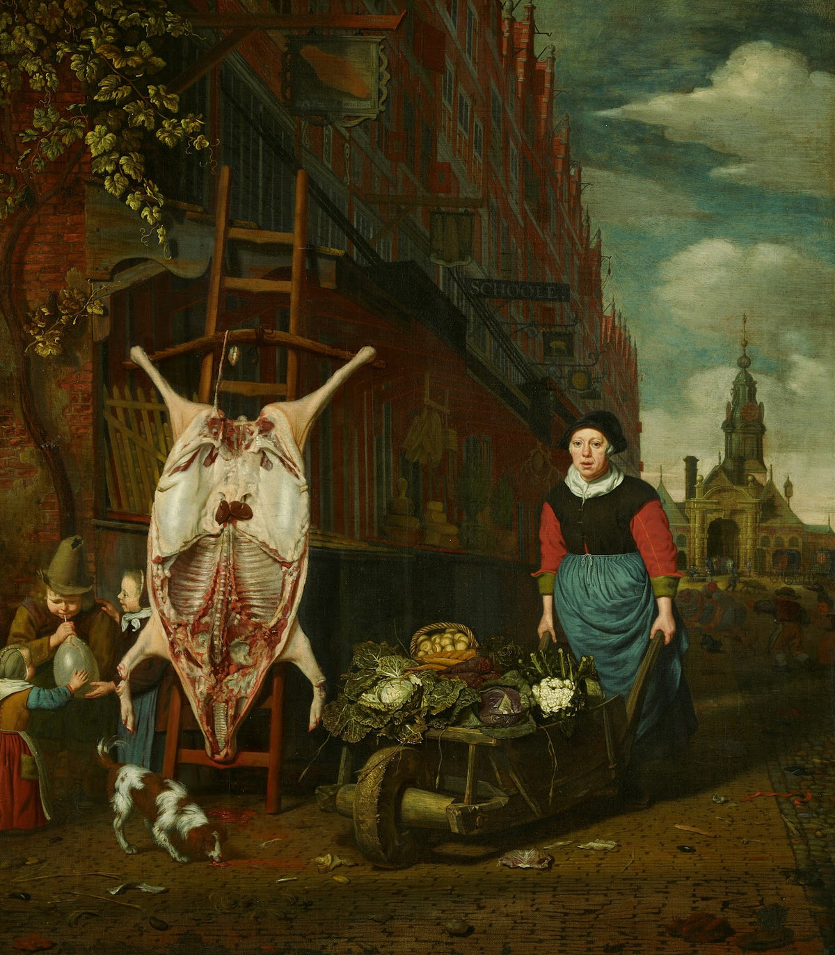 Het varken op de leer met gezicht op de Haarlemmerpoort 1668