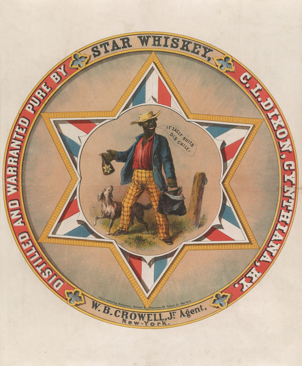 Star Whiskey Distilled and warranted pure by CL Dixon Cynthiana Ky WB Crowell Jr