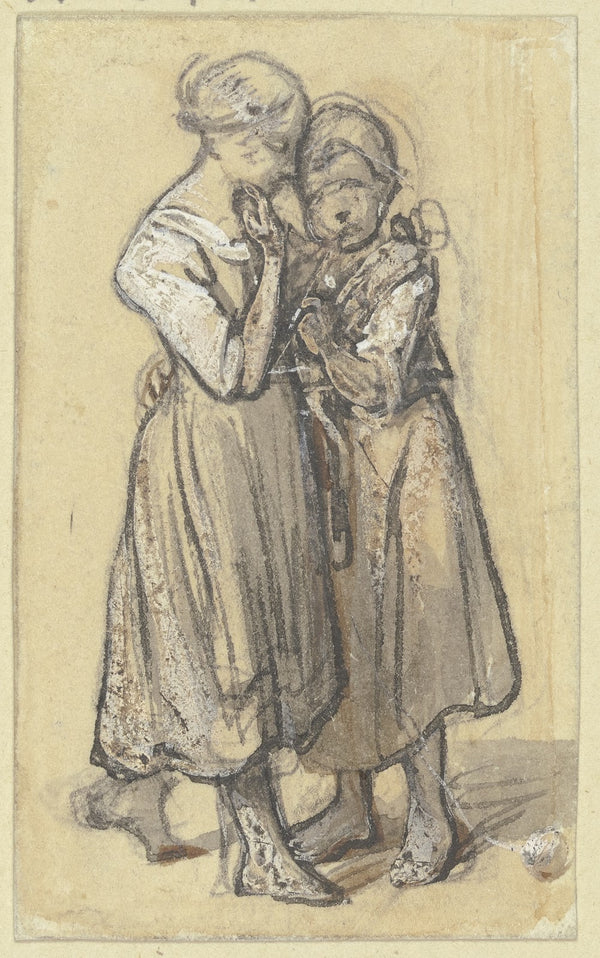 Zwei Mädchen halten sich umschlungen