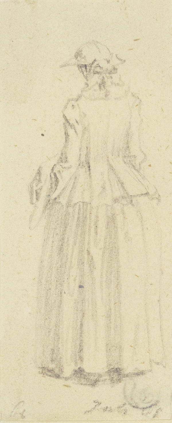 Stehende Frau in Rückenansicht 1761
