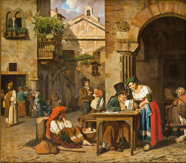 A Roman Street Letter Writer Reading A Letter Aloud To A Young Girl 1829