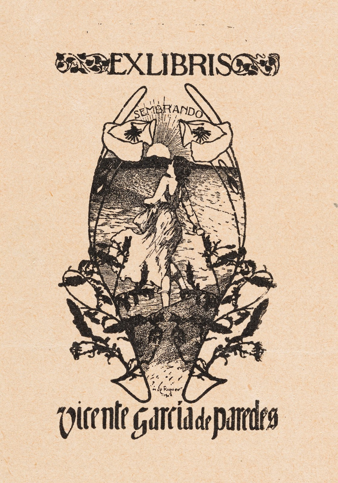 Bookplate of Vicente Garcia de Paredes Sembrando 1902