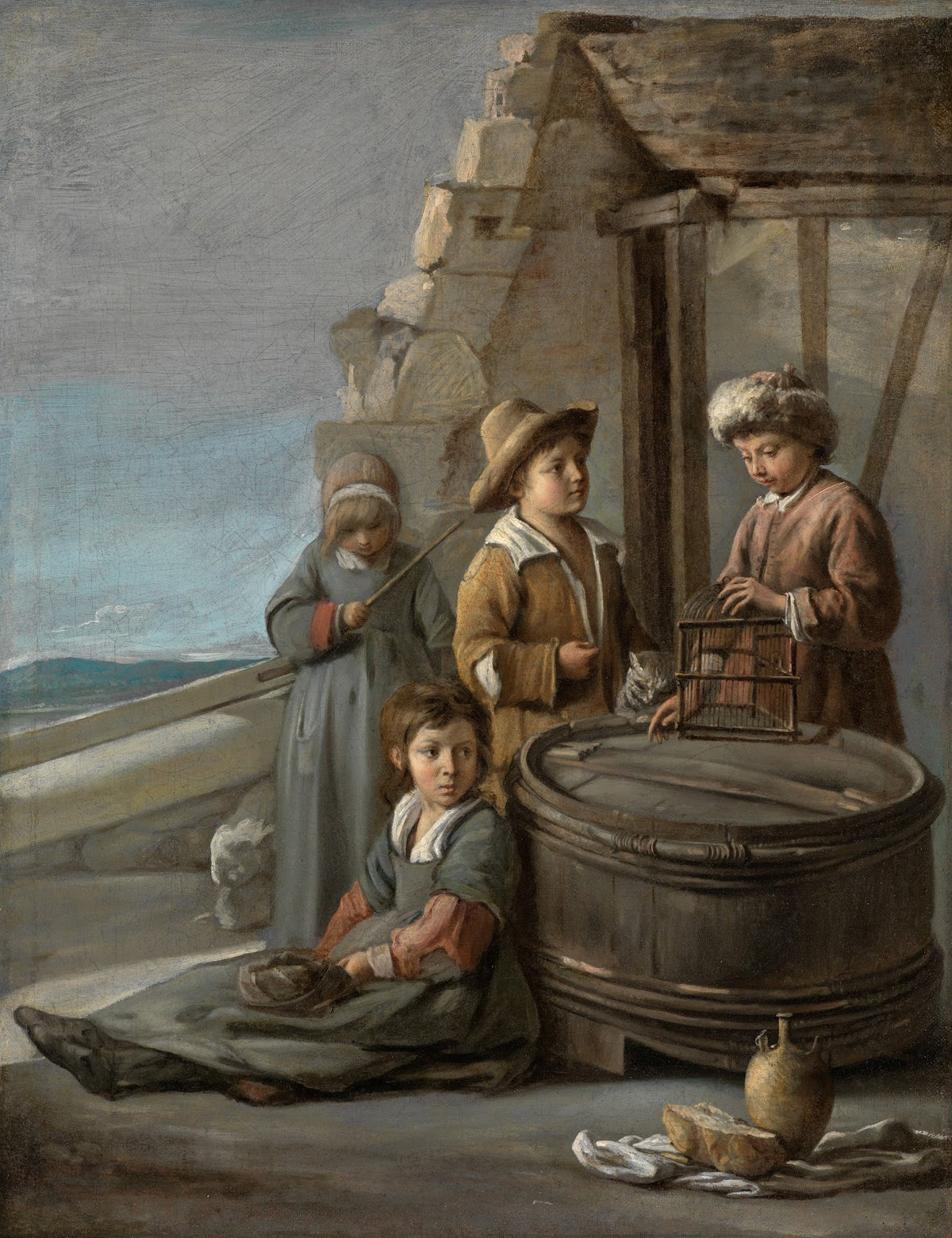 Children with birdcage and cat ca 1640 1645