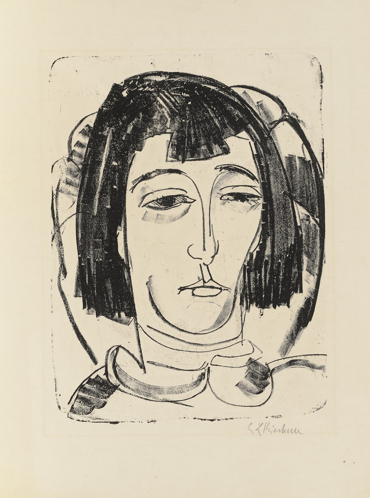 Kopf Erna mit kurzem Haar 1912