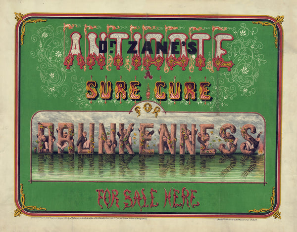 Dr Zanes antidote a sure cure for drunkeness for sale here 1864