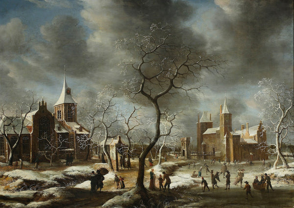 Landscape with ice skaters