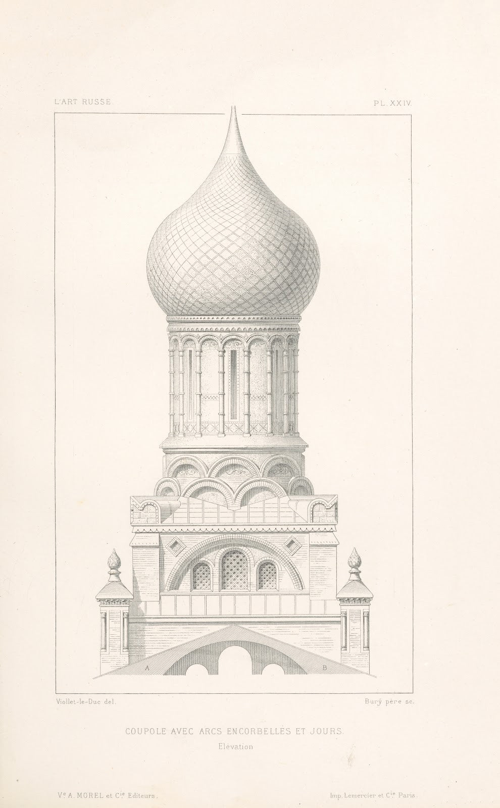 Coupole avec arcs encorbellés et jours Élévation 1877