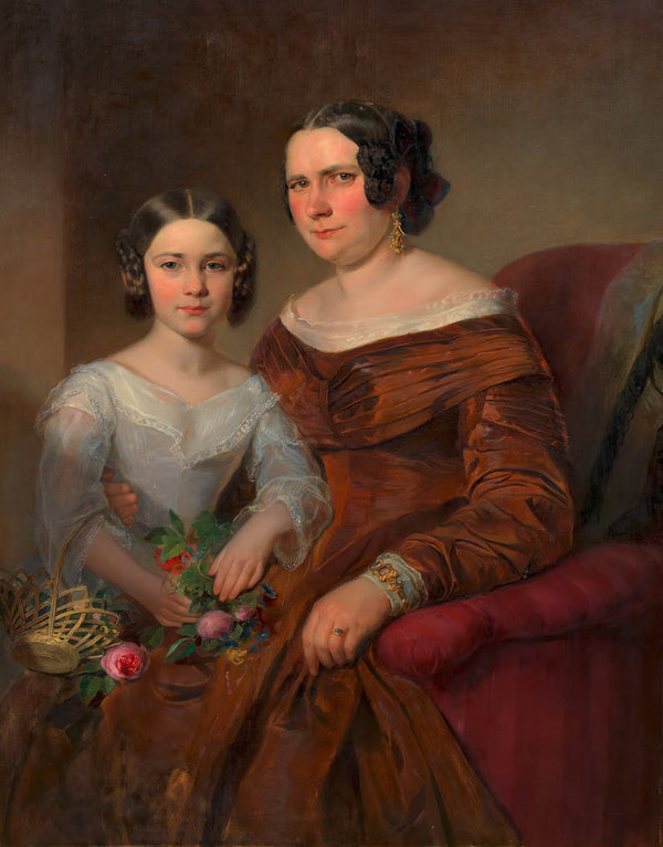 Frau und Tochter des Polizeioffiziers Josef Moser around 1855