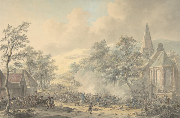Battle Scene with Church at right ca 17901800