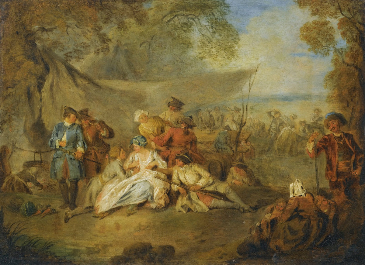 Figures Resting In A Military Encampment