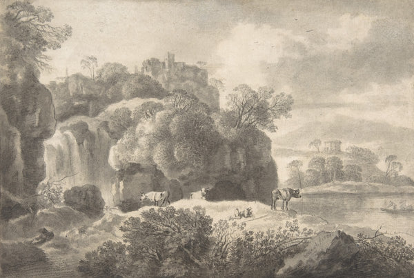 Ideal Landscape with a Shepherd and Cows 17701824