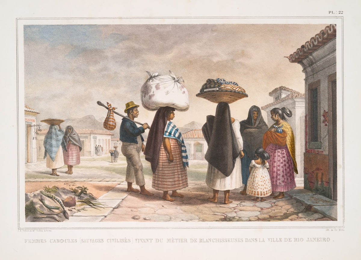 Femmes Cabocles sauvages civilisés vivant du métier de blanchisseuses dans la vi