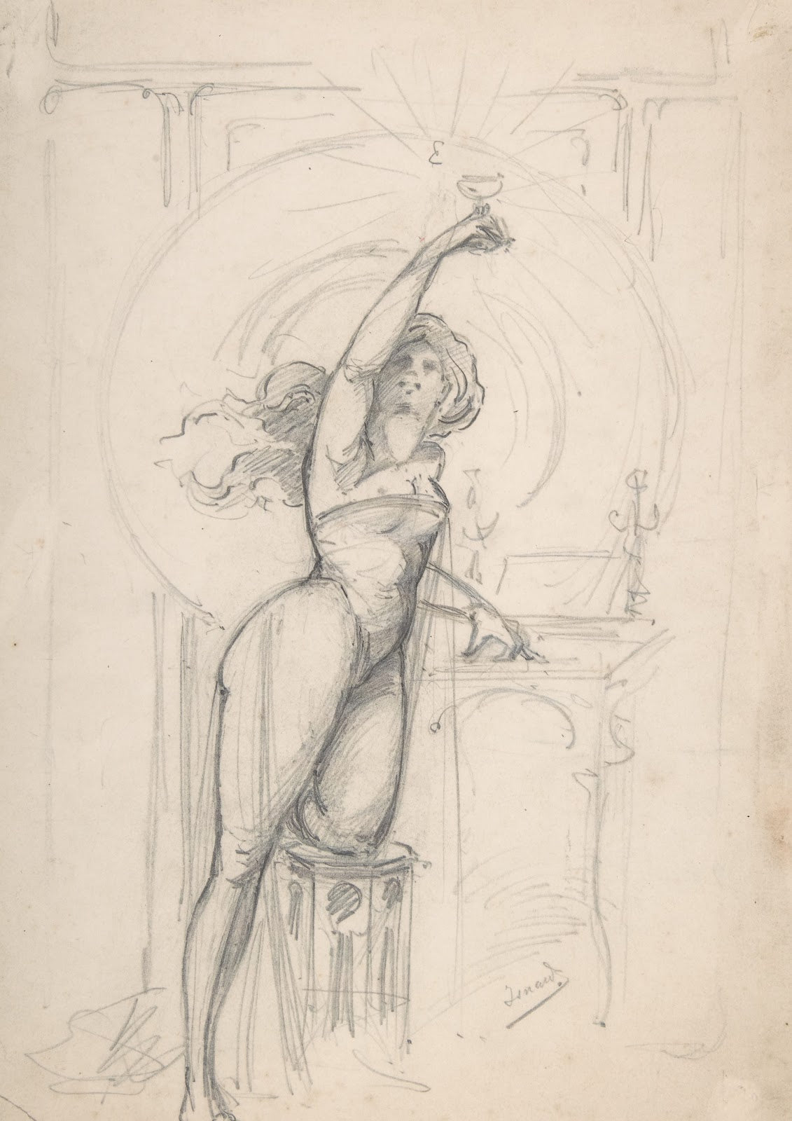 Design for an advertisement for champagne ca 1900