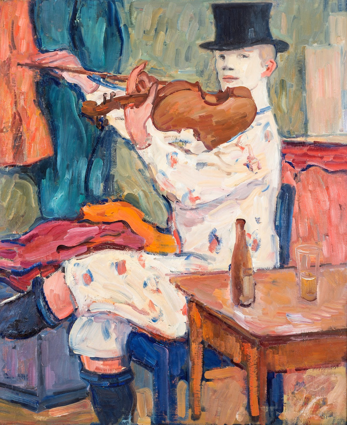 A Clown Playing the Violin 1915