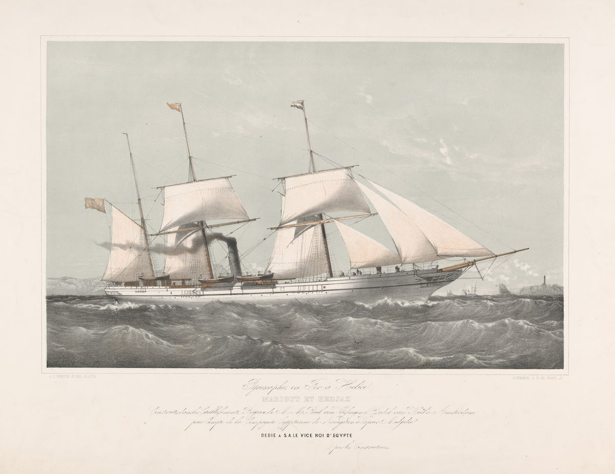 Schroefstoomschip Mariout et Hedjaz varend op zee Pijroscaphes en Fer à Helice M