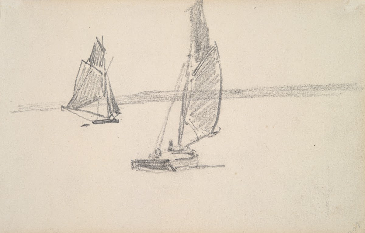 Two Sailboats on Calm Water mid to late 19thcentury