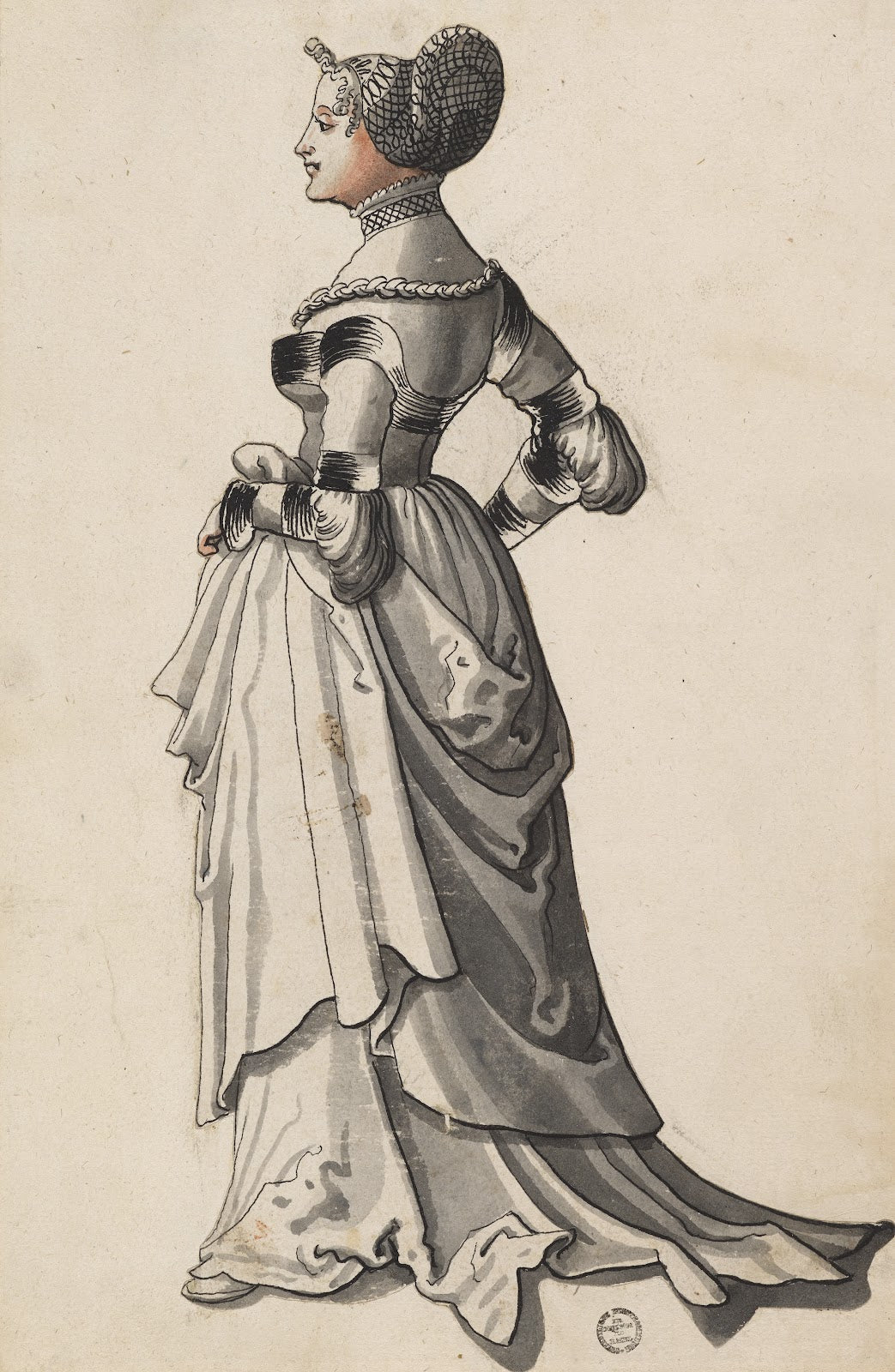 Stehende Dame im Profil 1530
