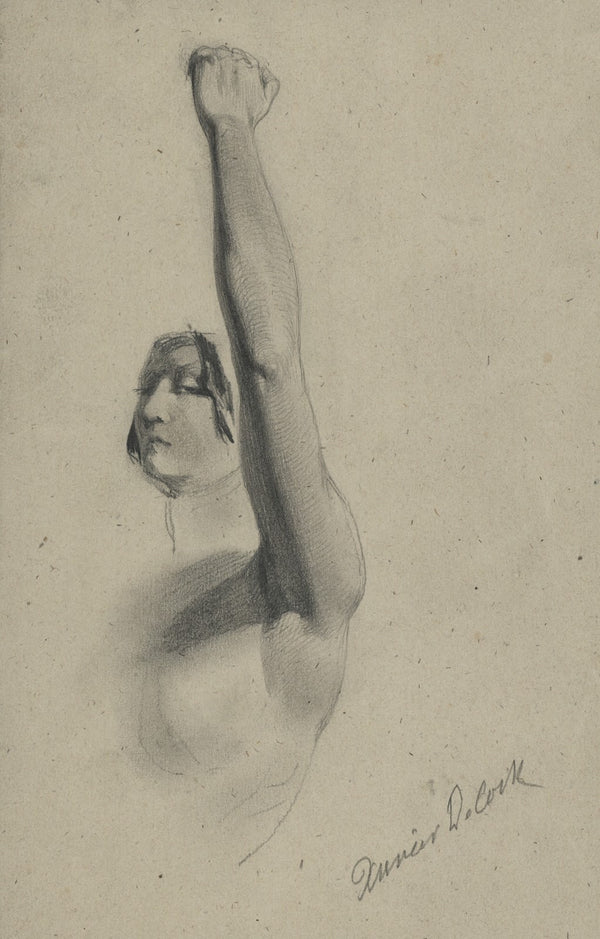 Academic female nude with raised arm 19th century