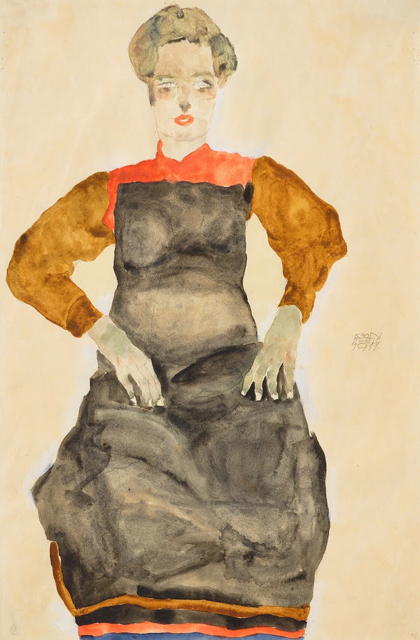 Frau mit schwarzer Schürze 1911