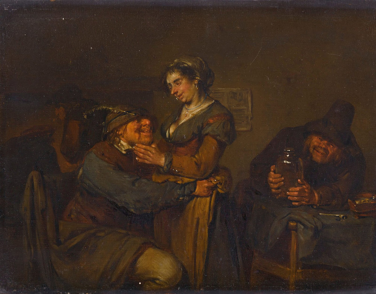 An amorous couple in an inn