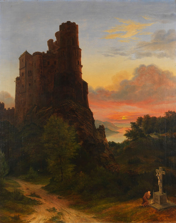 Romantische Landschaft mit Burg Ca 1830 1840