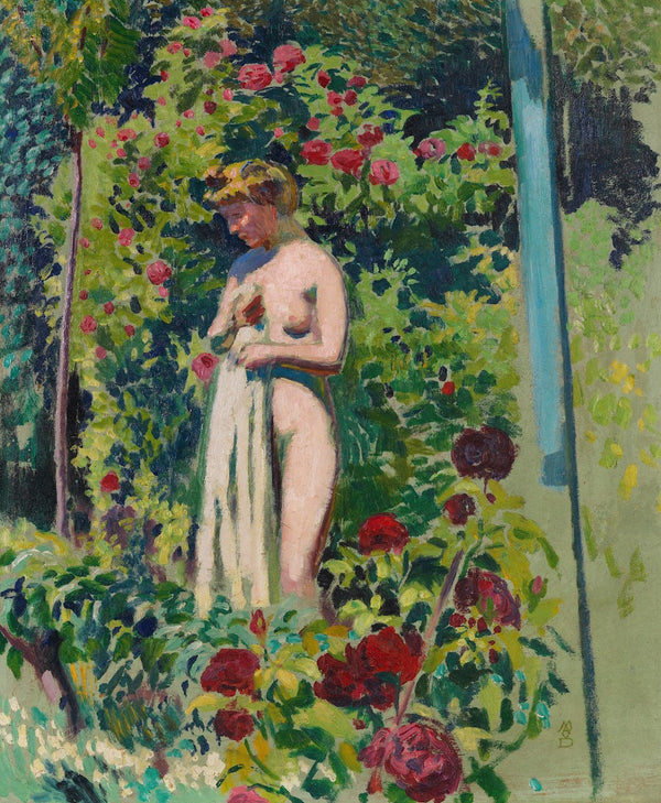 Nymphe aux fleurs Nu à la draperie dans le jardin 1906 07
