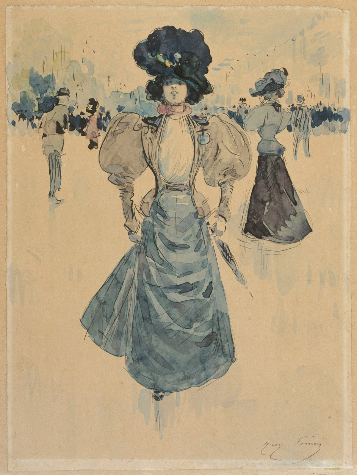 Elégante sur un boulevard 1890 1900