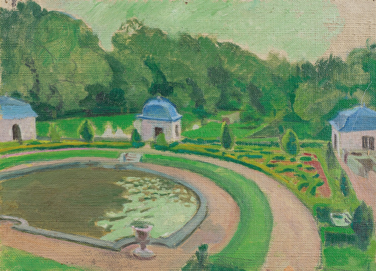 Le Château de Rosanbo le bassin et les pavillons esquisse 2 1942