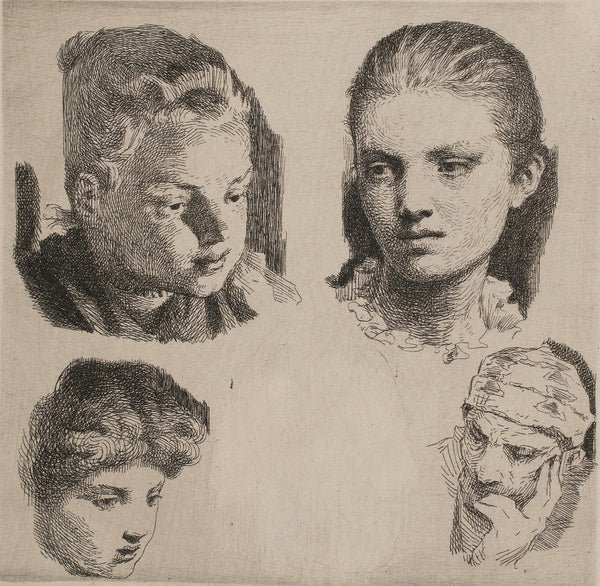 Prøveplade Fem hoveder 1898 1899