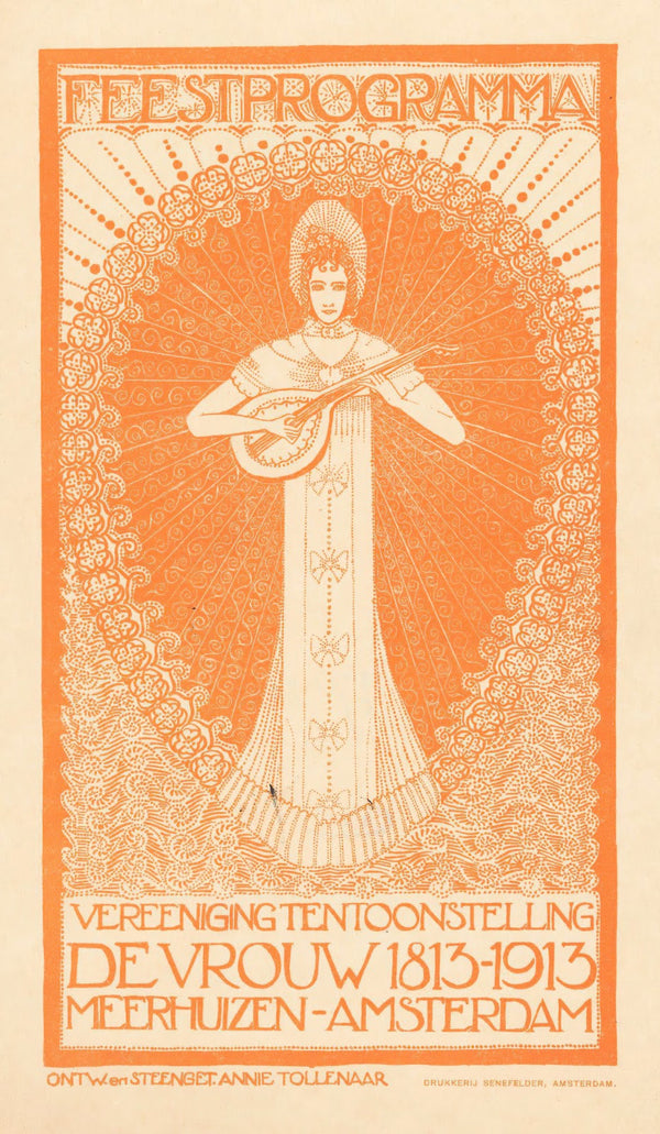 Ontwerp voor een advertentie voor het feestprogramma van de tentoonstelling De V