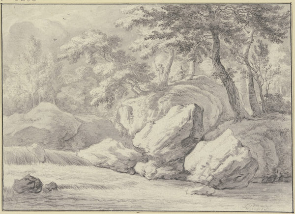 Waterfall in the forest ca 1656