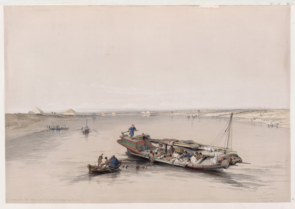 View on the Nile looking towards the pyramids of Dashour Dahshûrand Saccara Saqq