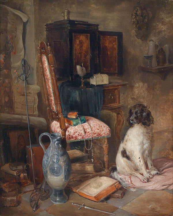 Interieur Mit Jagdhund 1845