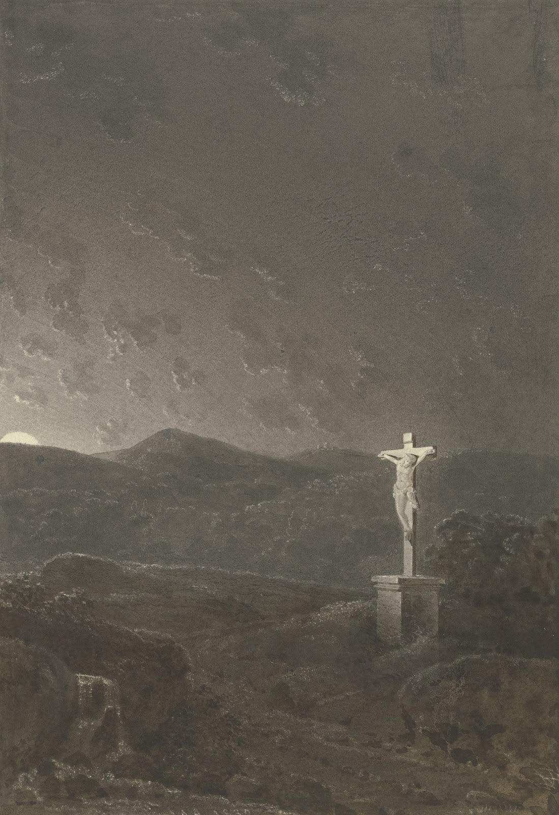 Das Kruzifix am Gebirge bei aufgehendem Mond 1832