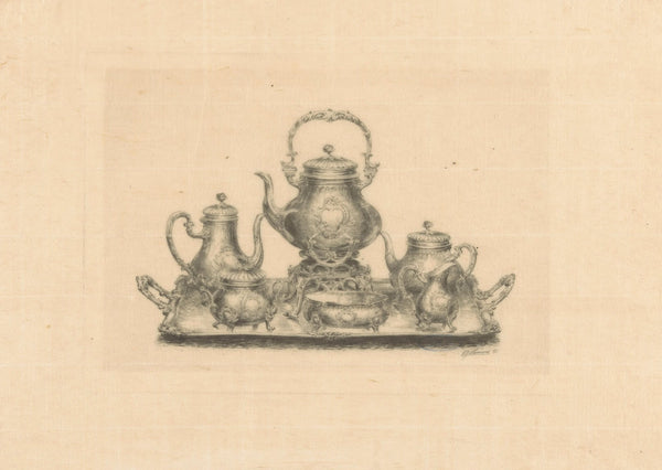 Koffie en theeservies op een dienblad 1869 1890