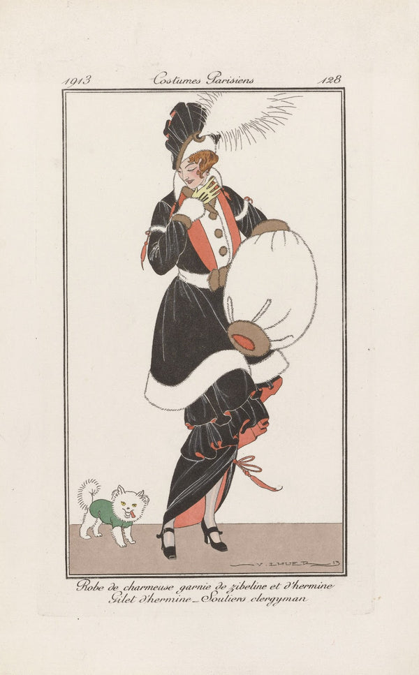 Robe de charmeuse garnie de zibeline et dhermine Gilet dhermine 1913